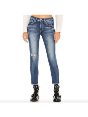 Moussy Vintage Falkner Skinny Dark Blue Distressed Size 26
